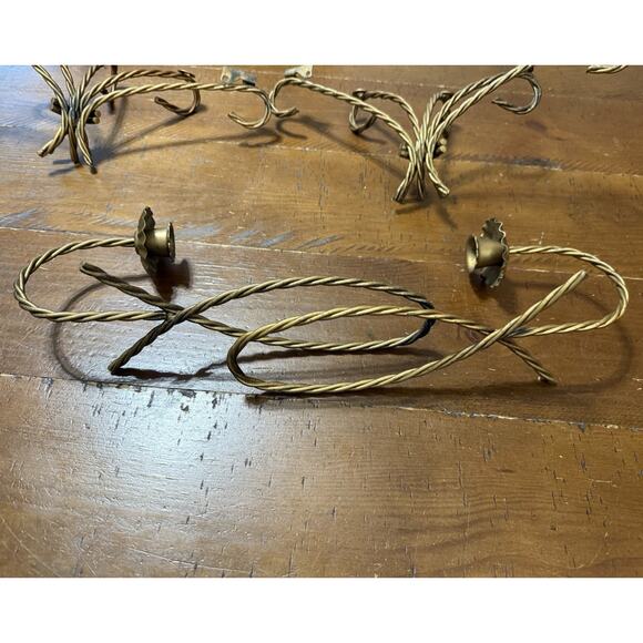 Homco Home Interiors Gold Twisted Metal Rope 2 Candle Wall Sconce & Shelves Vtg - Picture 9 of 16